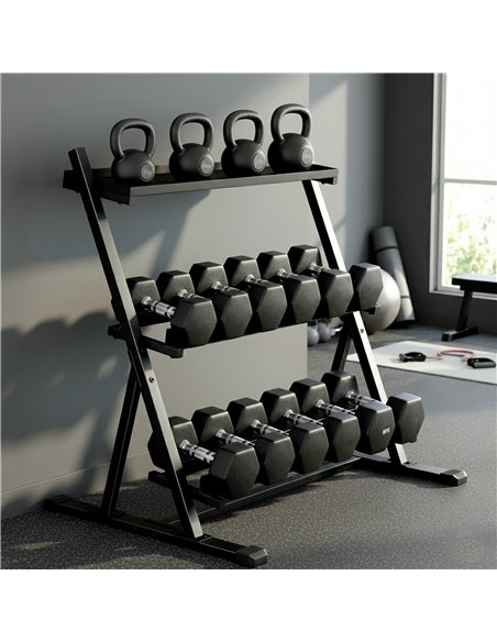 SPORTNOW 3-Tier Adjustable Dumbbell Rack, Heavy-Duty Weight Rack for Dumbbells, Kettlebells and Multiple Balls, Space-Saving Wei - pic 204289 | FastDaddyshop