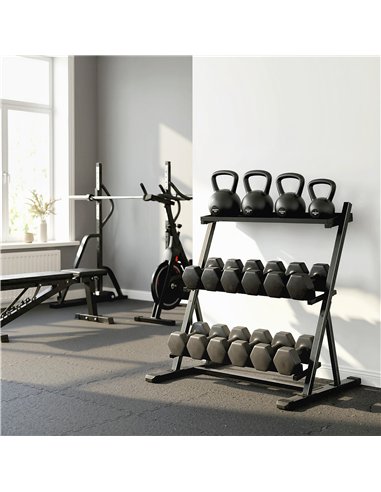 SPORTNOW 3-Tier Adjustable Dumbbell Rack, Heavy-Duty Weight Rack for Dumbbells, Kettlebells and Multiple Balls, Space-Saving Wei
