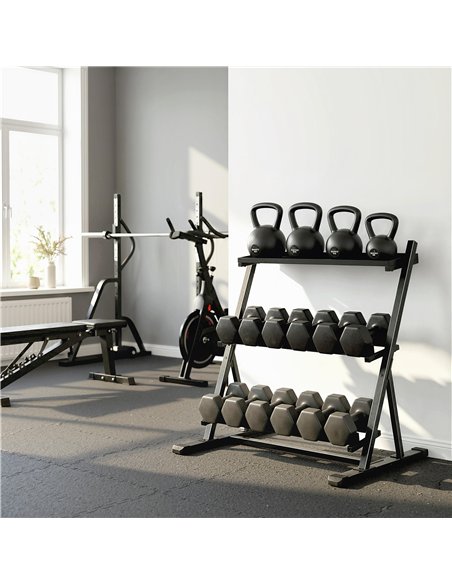 SPORTNOW 3-Tier Adjustable Dumbbell Rack, Heavy-Duty Weight Rack for Dumbbells, Kettlebells and Multiple Balls, Space-Saving Wei - pic 204290 | FastDaddyshop