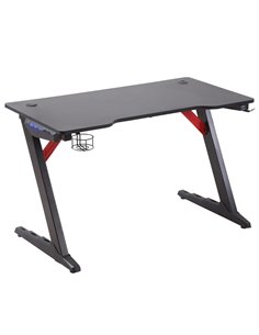 HOMCOM Racing Style Gaming Computer Desk with LED Lights, Cup Holder, Hook, Black