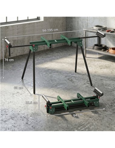 HOMCOM Universal Mitre Saw Stand with Adjustable Rollers and Support Arms, Portable Miter Saw Stand with Folding Legs