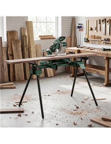 HOMCOM Universal Mitre Saw Stand with Adjustable Rollers and Support Arms, Portable Miter Saw Stand with Folding Legs