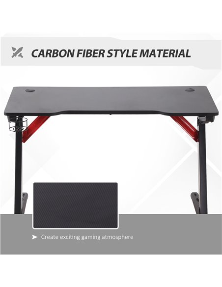 HOMCOM Racing Style Gaming Computer Desk with LED Lights, Cup Holder, Hook, Black - pic 20432 | FastDaddyshop