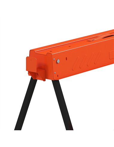 HOMCOM Saw Horses Twin Pack, Folding Work Bench Sawhorses with Height Adjustable Legs, 2x4 Bracket, Orange