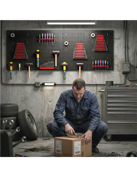HOMCOM 38 Pcs Wall-Mounted Pegboard with 4 Boards, Garage Tool Storage Unit Black and Red - pic 204361 | FastDaddyshop