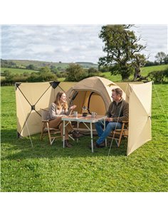 Outsunny Camping Windbreak Pop Up Windbreaker Blocker with Ropes Pegs for Beach Caravan Outdoor 480 x 120 cm 2