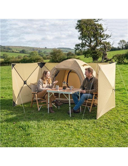 Outsunny Camping Windbreak Pop Up Windbreaker Blocker with Ropes Pegs for Beach Caravan Outdoor 480 x 120 cm - pic 204364 | FastDaddyshop