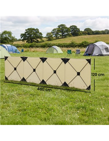 Outsunny Camping Windbreak Pop Up Windbreaker Blocker with Ropes Pegs for Beach Caravan Outdoor 480 x 120 cm