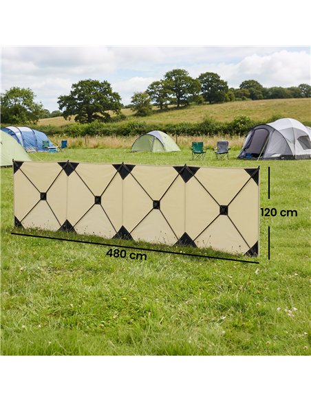 Outsunny Camping Windbreak Pop Up Windbreaker Blocker with Ropes Pegs for Beach Caravan Outdoor 480 x 120 cm - pic 204365 | FastDaddyshop