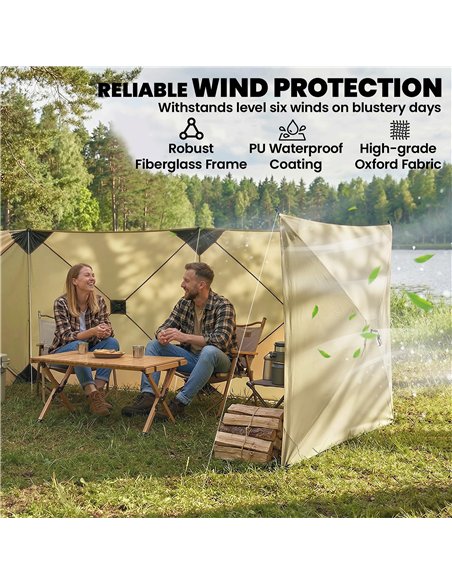 Outsunny Camping Windbreak Pop Up Windbreaker Blocker with Ropes Pegs for Beach Caravan Outdoor 480 x 120 cm - pic 204367 | FastDaddyshop