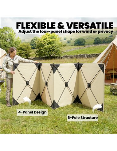 Outsunny Camping Windbreak Pop Up Windbreaker Blocker with Ropes Pegs for Beach Caravan Outdoor 480 x 120 cm