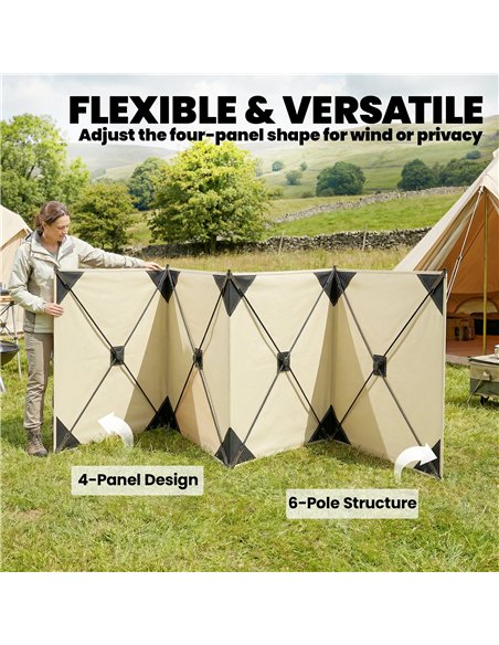 Outsunny Camping Windbreak Pop Up Windbreaker Blocker with Ropes Pegs for Beach Caravan Outdoor 480 x 120 cm - pic 204368 | FastDaddyshop