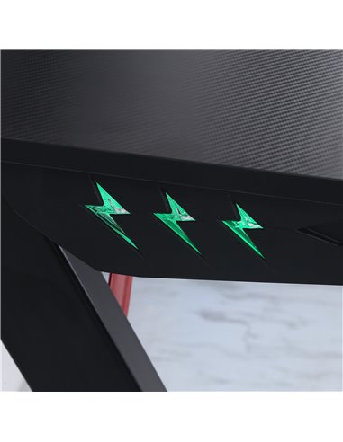 HOMCOM Racing Style Gaming Computer Desk with LED Lights, Cup Holder, Hook, Black