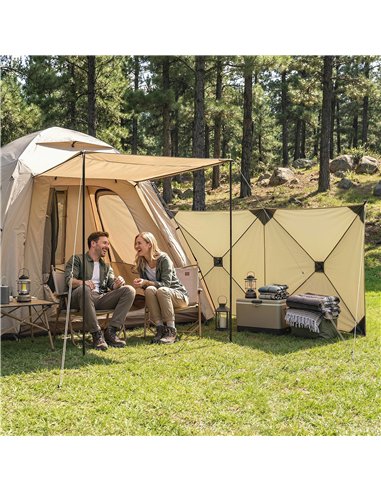 Outsunny Camping Windbreak Pop Up Windbreaker Blocker with Ropes Pegs for Beach Caravan Outdoor 480 x 120 cm