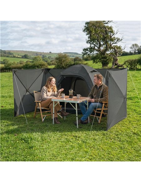 Outsunny Camping Windbreak Pop Up Windbreaker Blocker with Ropes Pegs for Beach Caravan Outdoor 480 x 120 cm - pic 204373 | FastDaddyshop
