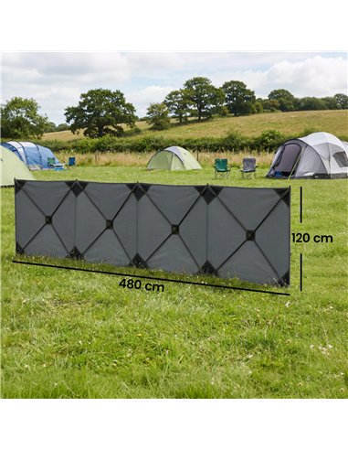 Outsunny Camping Windbreak Pop Up Windbreaker Blocker with Ropes Pegs for Beach Caravan Outdoor 480 x 120 cm