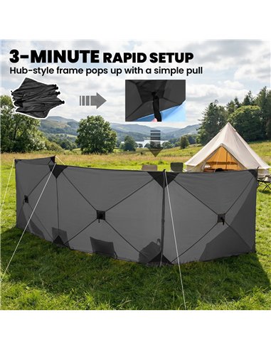 Outsunny Camping Windbreak Pop Up Windbreaker Blocker with Ropes Pegs for Beach Caravan Outdoor 480 x 120 cm