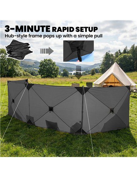 Outsunny Camping Windbreak Pop Up Windbreaker Blocker with Ropes Pegs for Beach Caravan Outdoor 480 x 120 cm - pic 204375 | FastDaddyshop