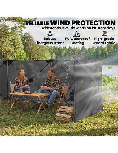 Outsunny Camping Windbreak Pop Up Windbreaker Blocker with Ropes Pegs for Beach Caravan Outdoor 480 x 120 cm