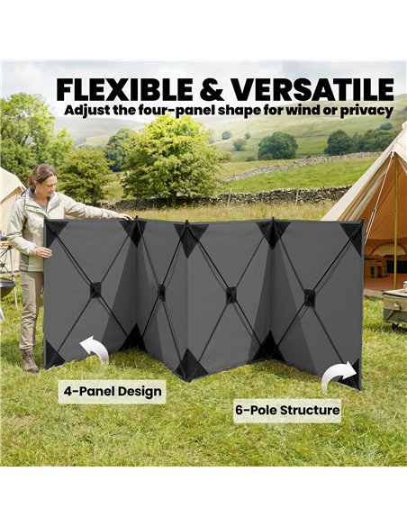 Outsunny Camping Windbreak Pop Up Windbreaker Blocker with Ropes Pegs for Beach Caravan Outdoor 480 x 120 cm - pic 204377 | FastDaddyshop