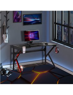 HOMCOM Racing Style Gaming Computer Desk with Rotatable Cup Holder, Black 2