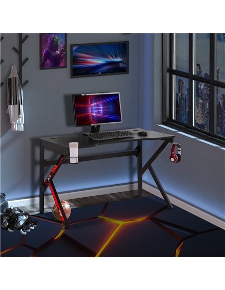 HOMCOM Racing Style Gaming Computer Desk with Rotatable Cup Holder, Black - pic 20438 | FastDaddyshop