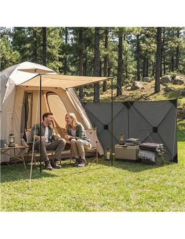 Outsunny Camping Windbreak Pop Up Windbreaker Blocker with Ropes Pegs for Beach Caravan Outdoor 480 x 120 cm