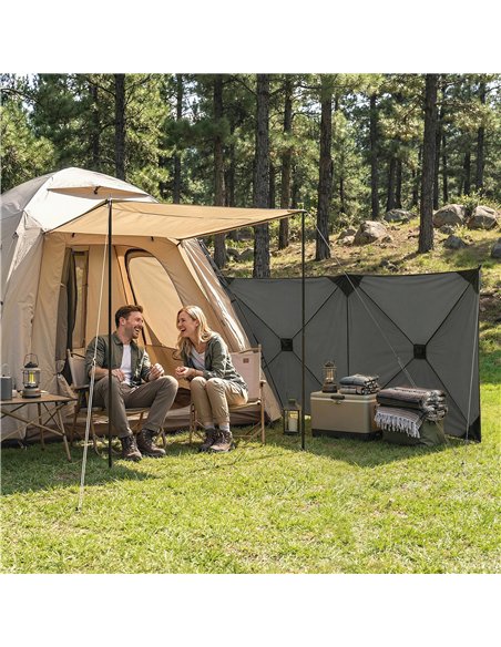 Outsunny Camping Windbreak Pop Up Windbreaker Blocker with Ropes Pegs for Beach Caravan Outdoor 480 x 120 cm - pic 204380 | FastDaddyshop