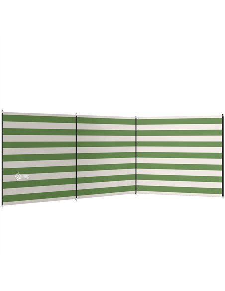 Outsunny 4 Pole Camping Windbreaks, Beach Wind Shield Shelter with Carry Bag and Steel Poles, 540cm x 150cm, Army Green - pic 204381 | FastDaddyshop