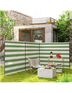 Outsunny 4 Pole Camping Windbreaks, Beach Wind Shield Shelter with Carry Bag and Steel Poles, 540cm x 150cm, Army Green 2