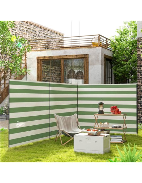 Outsunny 4 Pole Camping Windbreaks, Beach Wind Shield Shelter with Carry Bag and Steel Poles, 540cm x 150cm, Army Green - pic 204382 | FastDaddyshop