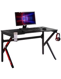 HOMCOM Racing Style Gaming Computer Desk with Rotatable Cup Holder, Black