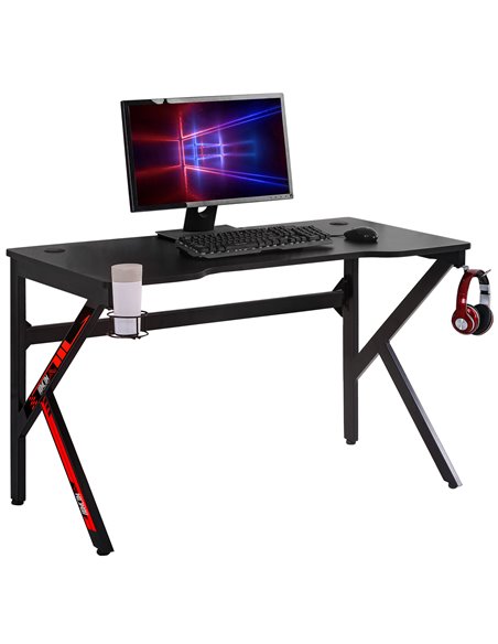 HOMCOM Racing Style Gaming Computer Desk with Rotatable Cup Holder, Black - pic 20439 | FastDaddyshop