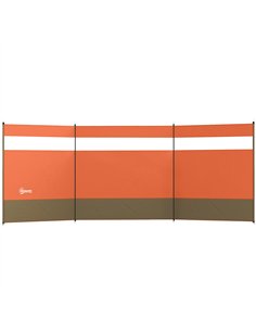 Outsunny Camping Windbreaker with Clear Windows, Carry Bag and Steel Poles, for Beach Caravan Campervan, 440 x 140cm, Orange