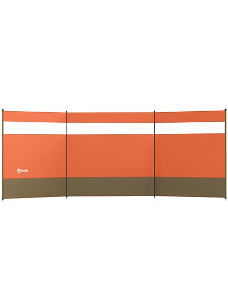 Outsunny Camping Windbreaker with Clear Windows, Carry Bag and Steel Poles, for Beach Caravan Campervan, 440 x 140cm, Orange - pic 204390 | FastDaddyshop