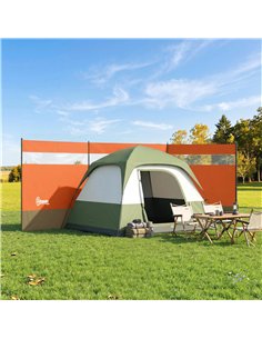 Outsunny Camping Windbreaker with Clear Windows, Carry Bag and Steel Poles, for Beach Caravan Campervan, 440 x 140cm, Orange 2