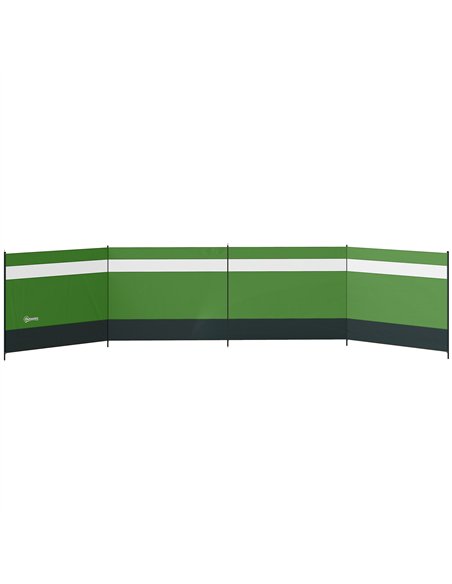 Outsunny Camping Windbreaker with Clear Windows, Carry Bag and Steel Poles, for Beach Caravan Campervan, 725 x 140cm, Army Green - pic 204399 | FastDaddyshop