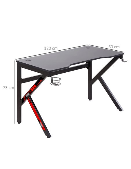 HOMCOM Racing Style Gaming Computer Desk with Rotatable Cup Holder, Black - pic 20440 | FastDaddyshop