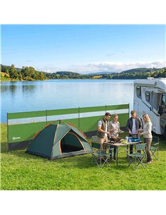 Outsunny Camping Windbreaker with Clear Windows, Carry Bag and Steel Poles, for Beach Caravan Campervan, 725 x 140cm, Army Green 2