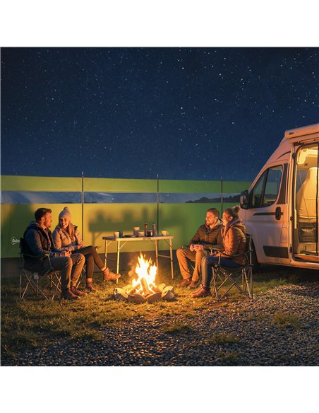 Outsunny Camping Windbreaker with Clear Windows, Carry Bag and Steel Poles, for Beach Caravan Campervan, 725 x 140cm, Army Green - pic 204407 | FastDaddyshop