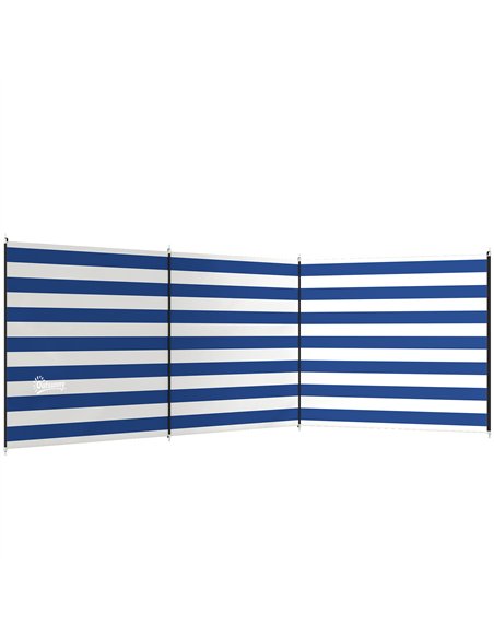 Outsunny 4 Pole Camping Windbreaks, Beach Wind Shield Shelter with Carry Bag and Steel Poles, 540cm x 150cm, Dark Blue - pic 204408 | FastDaddyshop