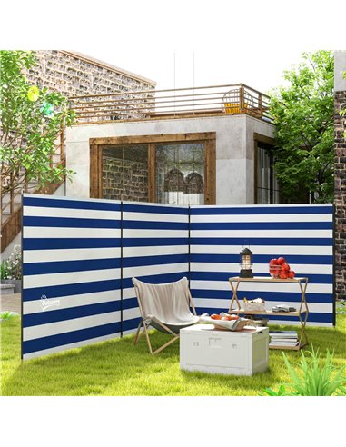 Outsunny 4 Pole Camping Windbreaks, Beach Wind Shield Shelter with Carry Bag and Steel Poles, 540cm x 150cm, Dark Blue
