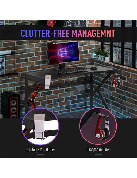 HOMCOM Racing Style Gaming Computer Desk with Rotatable Cup Holder, Black - pic 20441 | FastDaddyshop