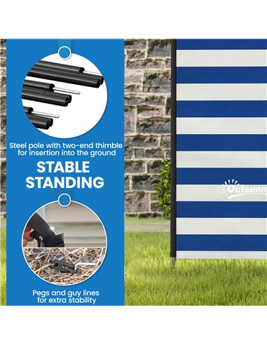 Outsunny 4 Pole Camping Windbreaks, Beach Wind Shield Shelter with Carry Bag and Steel Poles, 540cm x 150cm, Dark Blue