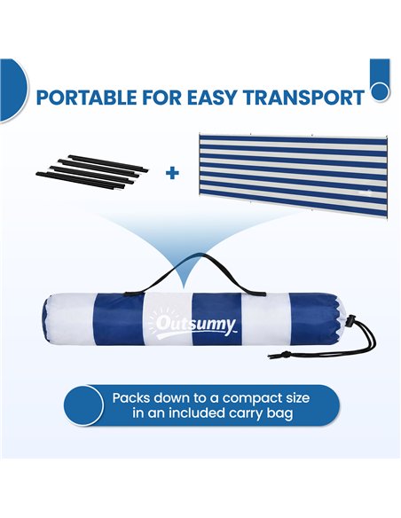 Outsunny 4 Pole Camping Windbreaks, Beach Wind Shield Shelter with Carry Bag and Steel Poles, 540cm x 150cm, Dark Blue - pic 204413 | FastDaddyshop