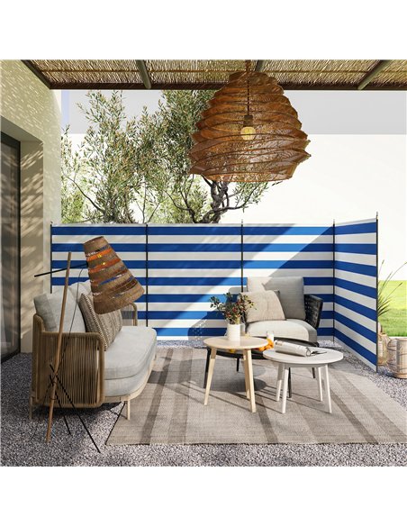 Outsunny 4 Pole Camping Windbreaks, Beach Wind Shield Shelter with Carry Bag and Steel Poles, 540cm x 150cm, Dark Blue - pic 204414 | FastDaddyshop
