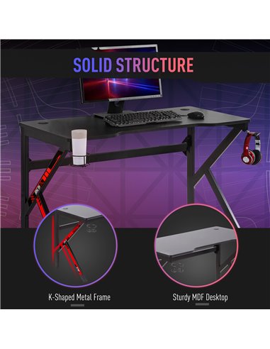 HOMCOM Racing Style Gaming Computer Desk with Rotatable Cup Holder, Black