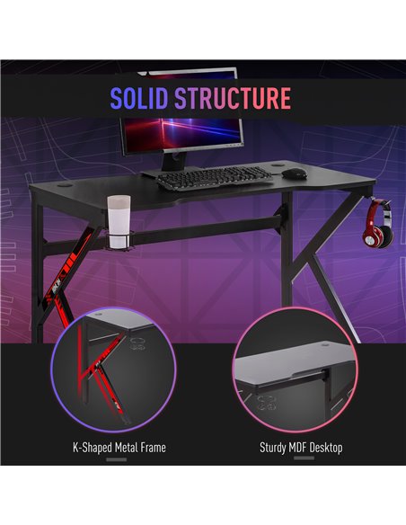 HOMCOM Racing Style Gaming Computer Desk with Rotatable Cup Holder, Black - pic 20442 | FastDaddyshop