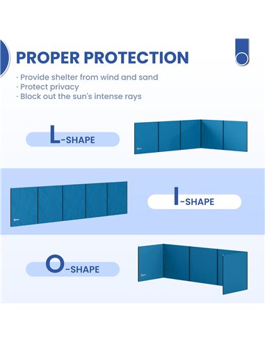 Outsunny Camping Windbreak, Foldable Portable Wind Blocker w/ Carry Bag and Steel Poles, 780cm x 150cm
