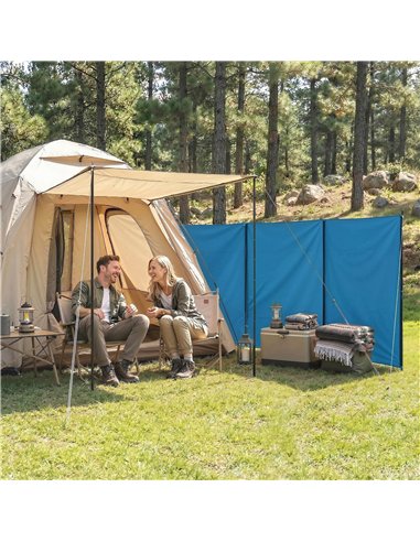 Outsunny Camping Windbreak, Foldable Portable Wind Blocker w/ Carry Bag and Steel Poles, 780cm x 150cm